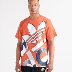 Adidas ORIGINALS Men's Bold Graphic Tee Trefoil Retro Size L Orange Y2K